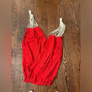 VINTAGE RED CANVAS CASTAWAY HAMMOCK LOOP BED 1 hook missing attach to stand HOT